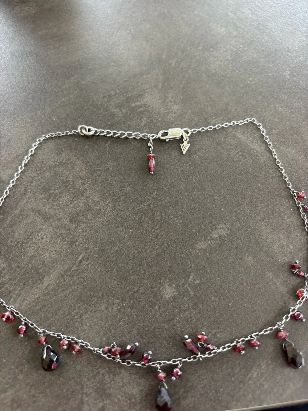 Silpada Silver Necklace with Garnet-Red Crystal Drops